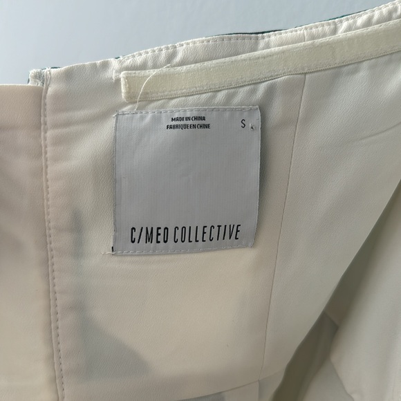 C/MEO SMALL LIKE NEW GREEN LEAF WHITE STRAPLESS BUSTIER MIDI DRESS - Picture 5 of 6